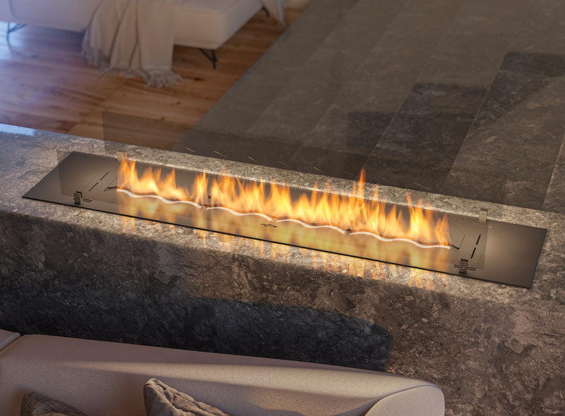 Bruciatore a Bioetanolo da Incasso 150x32x15 cm Insert Slim 1500 Nero con Vetro