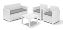 Set Salotto da Giardino in Resina Divano 2 Poltrone e Tavolino Bauer Alabama Bianco