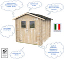 Casetta Box da Giardino per Attrezzi 198x248 cm con Porta Doppia Finestrata in Legno Naturale