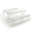 Set Birreria da Giardino Pieghevole in Rattan Tavolo e 2 Panche Taddei Plastik 180 Bianco