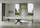 Tavolo Allungabile 130-390x90x77 cm Volantis Premium Bianco Frassino Telaio Antracite 