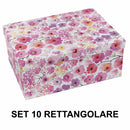 Set 10 Scatole cartone fiori rosa rettangolare 