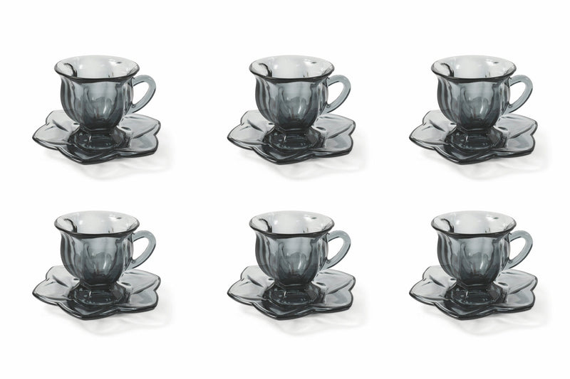 Set 6 Tazzine da Caffè Ø7x7 cm in Vetro Villa d'Este Home Tivoli Glass Grigie
