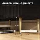 Credenza Moderna Canettata 120x40x89,5 cm con 3 Cassetti 2 Armadietti e Ripiani Regolabili Legno e Metallo Nero      