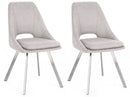 Set 2 Sedie 45x49,5x85 cm Kashar in Tessuto Grigio Chiaro