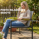 Panca da Giardino 112x66x80 cm 2 posti in Tessuto Texteline e Metallo Grigio      