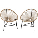Set 2 Sedie Acapulco 72x68x81 cm con Struttura Triangolare in Acciaio e Rattan PE Color Legno      