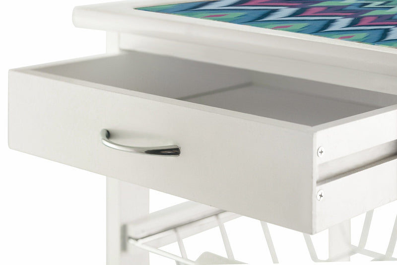 Carrello da Cucina Salvaspazio 37x37x76 cm 3 Ceste in Legno Soriani Zig Zag Bianco