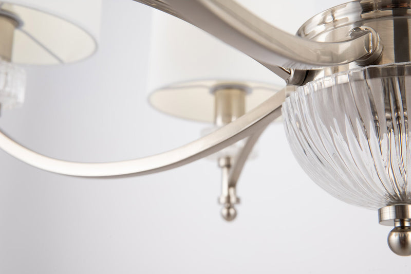 Lampadario Neoclassic in Metallo e Vetro Alicante Nickel