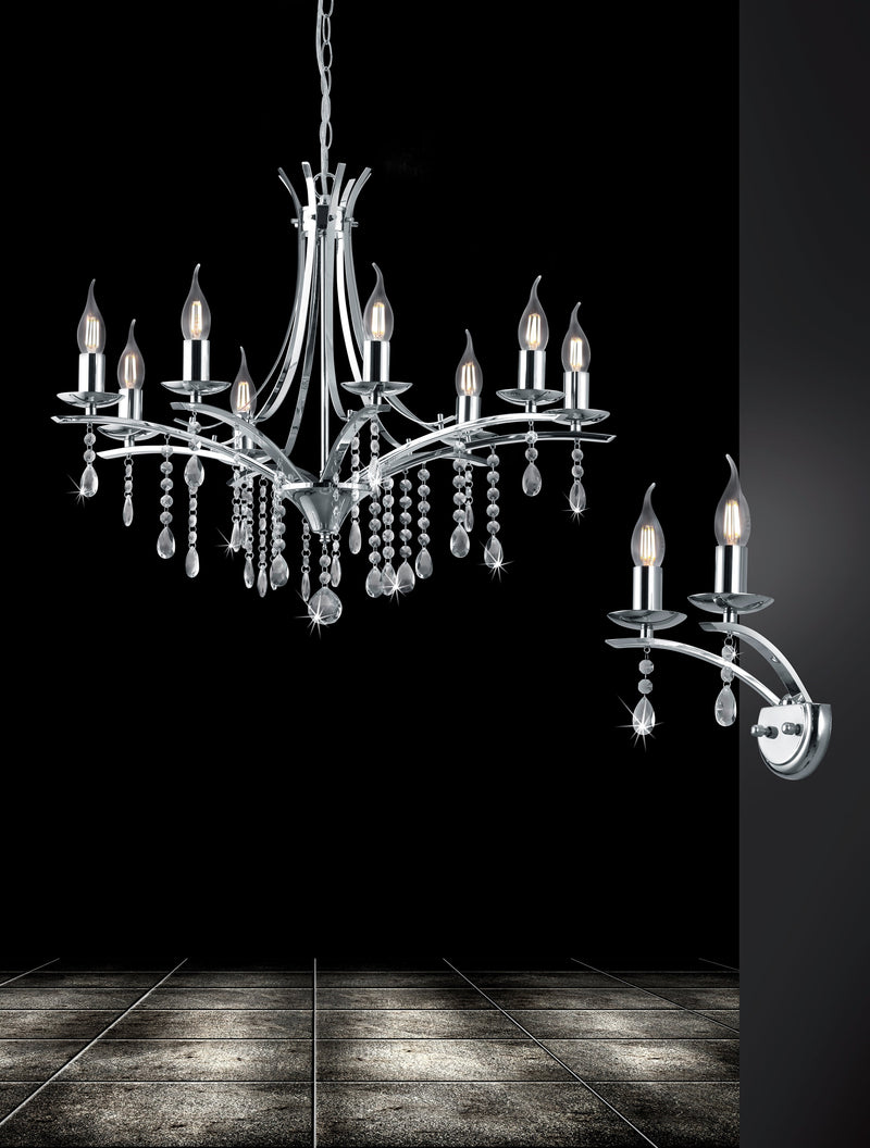 Lampadario da Interno  E14 in Metallo Cromo