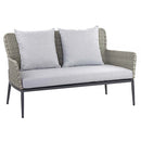 Set Salotto da Giardino Divano 2 Poltrone e Tavolino in Alluminio e Rattan Luxury