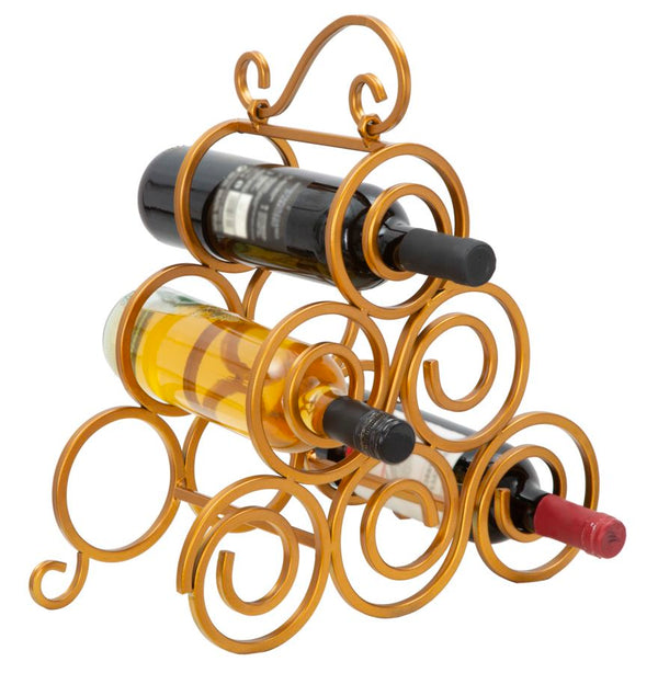 Glam Ring Porte Bouteille 6 Places 36x17,5x33,5 cm en Fer Doré acquista