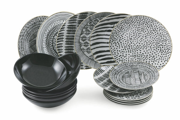acquista Service de Table 18 Pièces en Porcelaine et Grès Multicolore VdE Tivoli 1996 Masai Noir