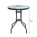 Tavolino da Giardino in Ferro con Piano in Vetro Temperato Nero Ø60x70 cm 