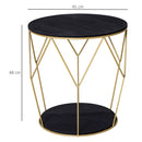 Tavolino da Soggiorno Contenitore in Metallo Ø45x48 cm  Nero e Oro