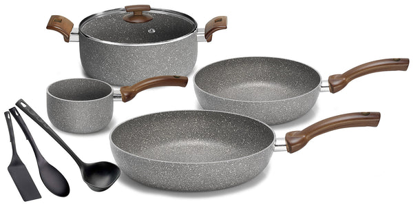 online Batterie de cuisine 8 pièces Olympia Woody en aluminium antiadhésif