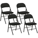 Set 4 Sedie Pieghevoli con Seduta Imbottita e Struttura in Acciaio Nero  