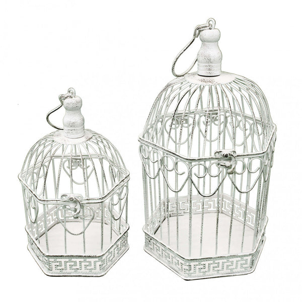 Set de 2 Cages Hexagonales Sophie en Acier Blanc Vieilli prezzo