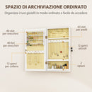 Specchio Portagioie 36,5x9,5x67 cm Armadietto con 2 Chiavi in Legno Bianco  