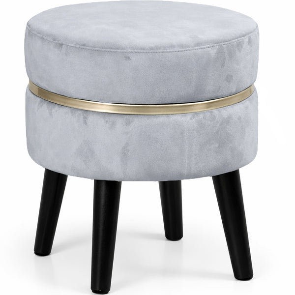 prezzo Pouf Sgabello Ø35x40,5 cm Design Moderno Poggiapiedi con Rivestimento in Velluto Cielo