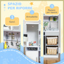 Set Cucina Giocattolo in Legno con Fornello con Luci e Suoni, Lavello con Circolo d'Acqua e Accessori, Bianco      