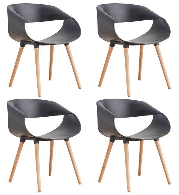 online Set 4 Sedie in Polipropilene 45x71x60 cm Gambe in Faggio Fold Nero