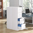 Cassettiera per Ufficio a 4 Cassetti 40x42x130,8 cm con 2 Serrature e Barra Portadocumenti in Legno Bianco 