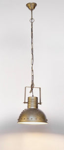 Lampadario Arlington 1 Luce Ø31x168 cm E27 in Legno e Acciaio Ottonato