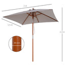 Ombrellone da Giardino 2x1,5 m Palo Ø38 mm in Legno Grigio