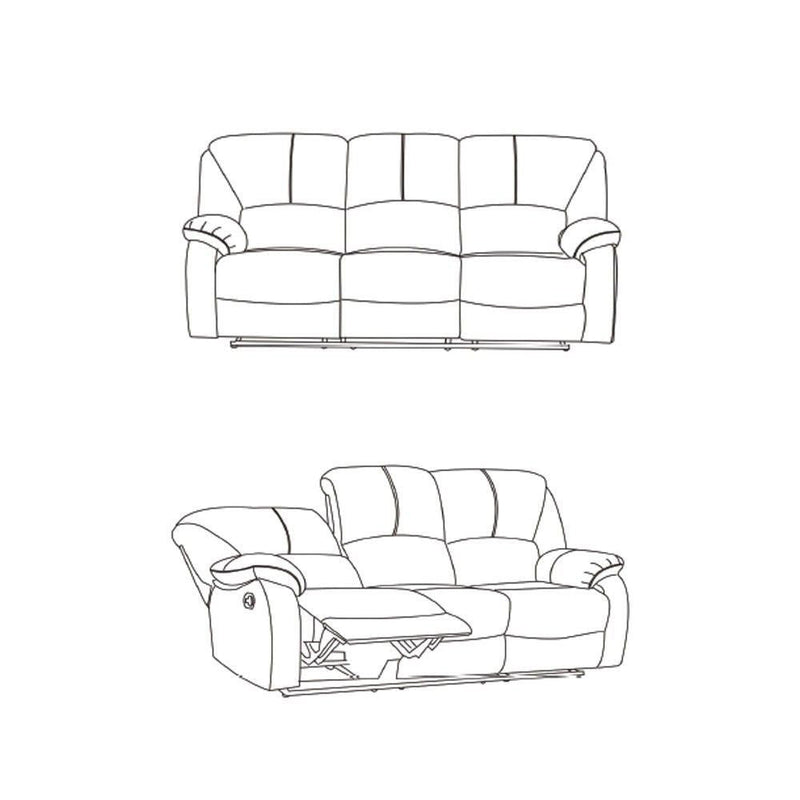 Divano 3 Posti Reclinabile Manuale 194x97x101 cm in Similpelle Rudy Marrone