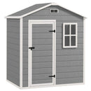 Capanno da Giardino 182x121x200 cm Box con Pavimento Finestra Porta con Serratura e Prese d'Aria in Plastica Grigio      
