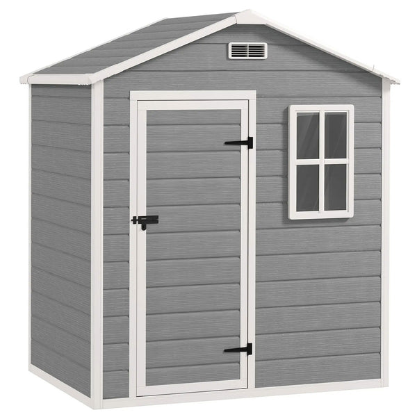Capanno da Giardino 182x121x200 cm Box con Pavimento Finestra Porta con Serratura e Prese d'Aria in Plastica Grigio online