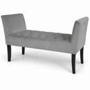 Panca Fondoletto Ingresso 111x40x60 cm con Piedi in Legno e Rivestimento Velluto Grigio     
