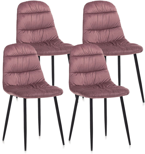 prezzo Lot de 4 Chaises Velours Rose 44x40x90 cm
