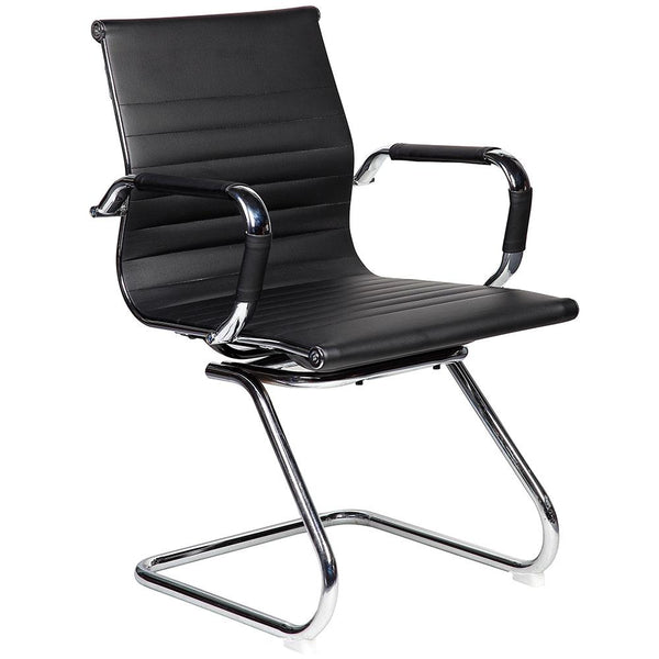 Chaise d'attente de bureau en similicuir noir Tosini Dallas sconto