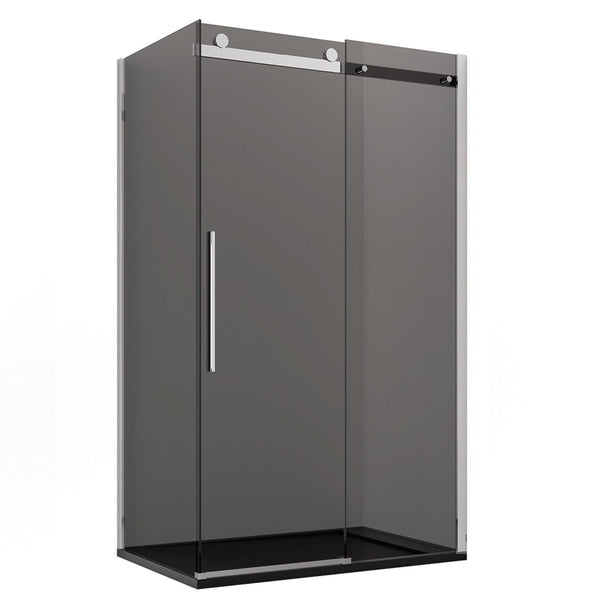 acquista Cabine de douche d'angle 1 porte coulissante en verre fumé 8 mm H195 Bonussi Alina Différentes tailles