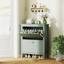 Scarpiera Slim per 14 Paia di Scarpe 80x24x95,5cm 2 Cassetti Verde   
