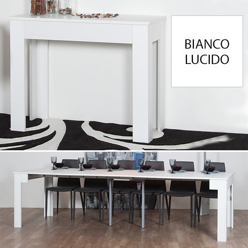 Consolle Tavolo Allungabile 42/302 Cm Bianco Lucido Groupdesign Magic Big