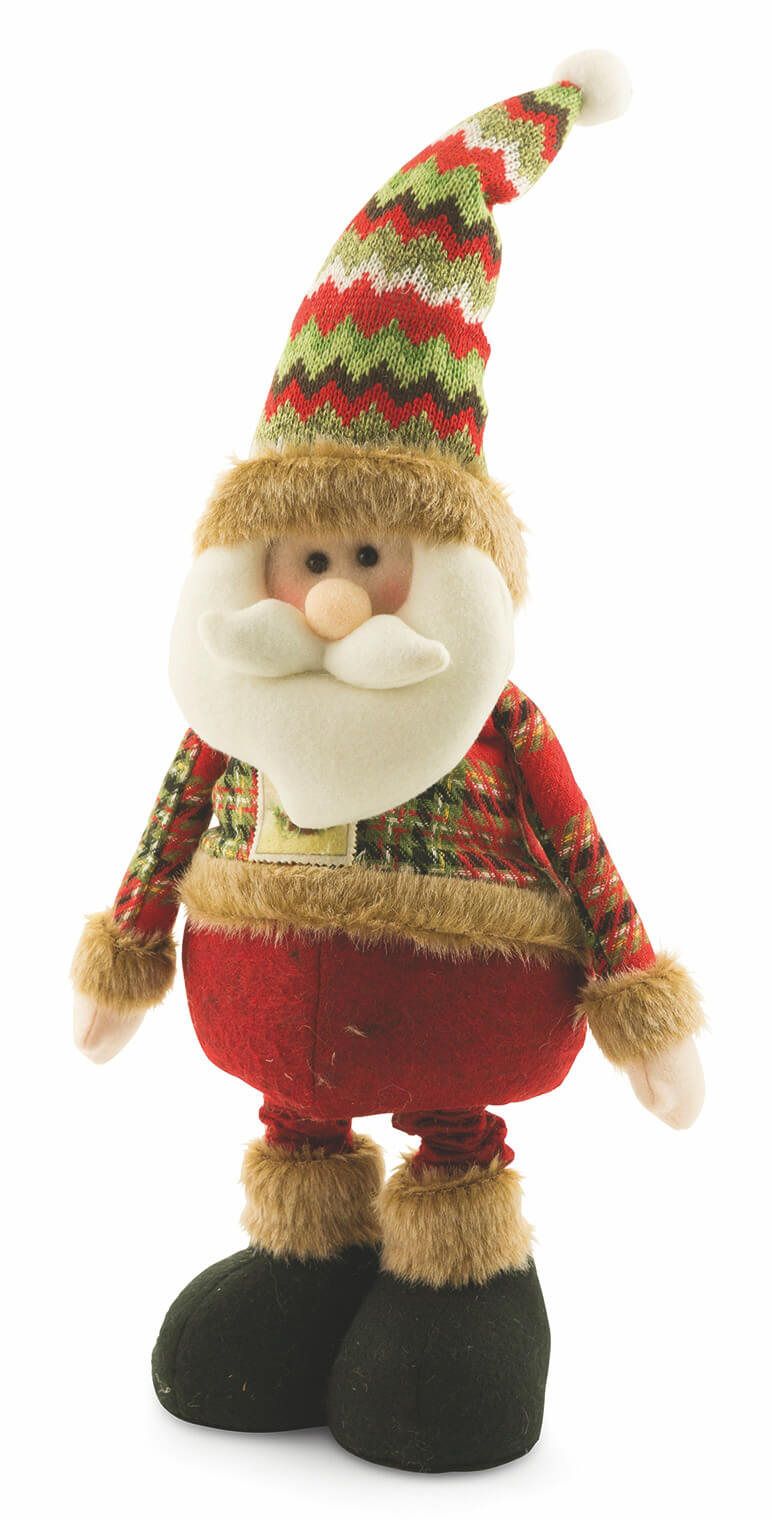 Pupazzo Babbo Natale in Stoffa Gambe Allungabili H65 cm Soriani