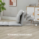 Poltrona da Terra 71x72x60 cm Schienale Reclinabile in Tessuto Grigio Chiaro