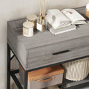 Consolle da Ingresso 100x35x92 cm con 2 Cassetti 2 Ripiani e Gancio Laterale in Legno e Metallo Nero e Legno      