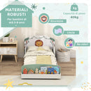 Letto Basso per Bambini 3-8 Anni 150x77x60 cm con Spazio Contenitore e Sponde Laterali in MDF Verde  