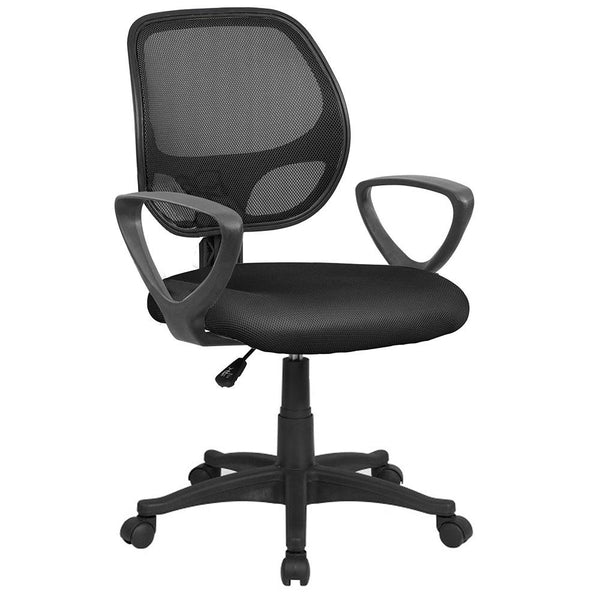 sconto Chaise de bureau en tissu et filet noirs Tosini Atlanta