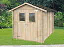 Casetta Box da Giardino per Attrezzi 198x248 cm con Porta Doppia Finestrata in Legno Naturale