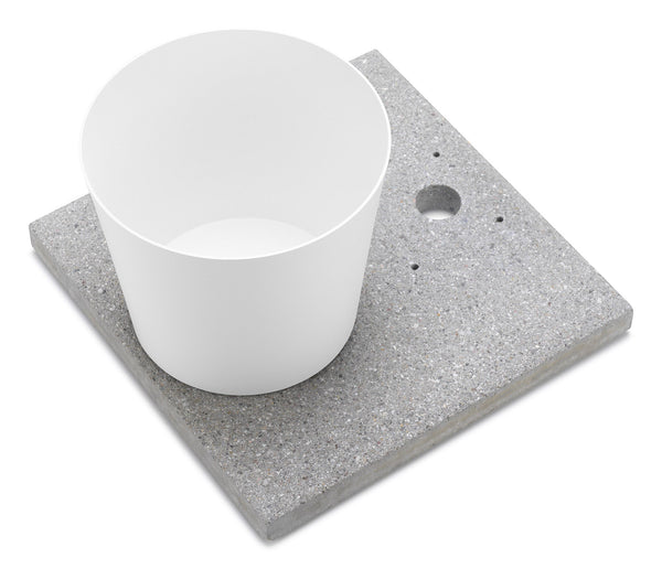sconto Base avec Plateau pour Fontaines avec Grand Anneau 40x40x5 cm en Ciment Blanc Belfer 42/BSE/3
