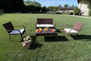 Set Salotto da Giardino Tavolino Divano 2 Sedie in Polyrattan con Cuscini Melbourne Bianco