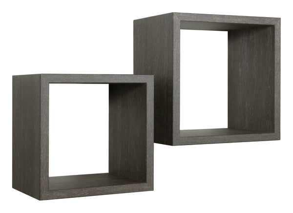 sconto Lot de 2 Etagères Cube Murales Carrées en Fibre de Chêne Foncé Maxi Q-Bis