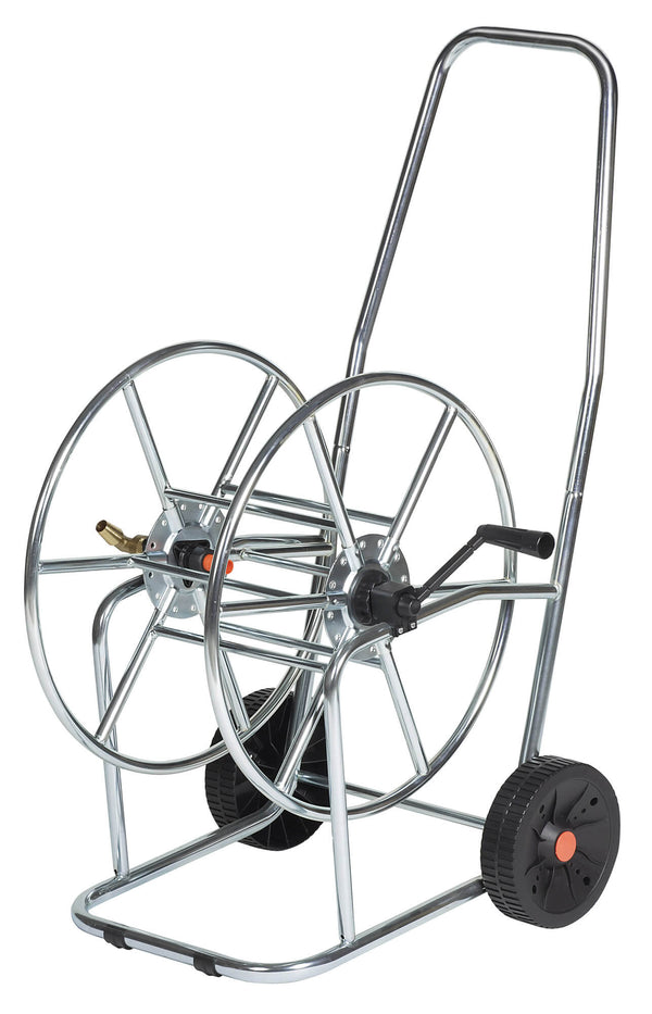 sconto Chariot Dévidoir Manuel 80 m en Acier Galvanisé Argent