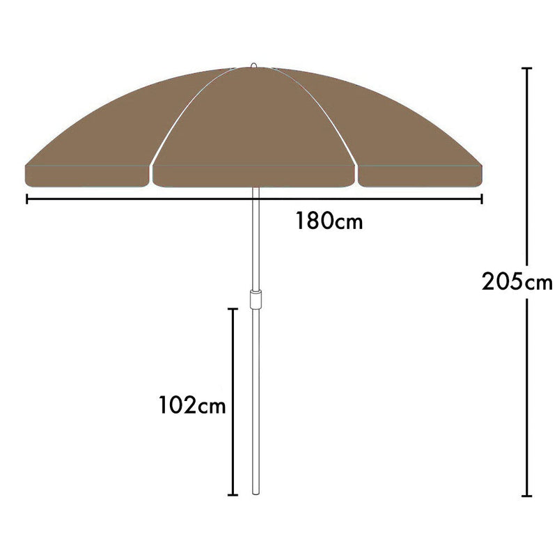 Ombrellone da Giardino Ø180 cm in alluminio telo in poliestere Tortora