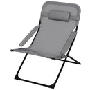 Sedia da Giardino Pieghevole e Reclinabile su 4 Livelli 69x91x96 cm in Acciaio e Poliestere Nera Grigia